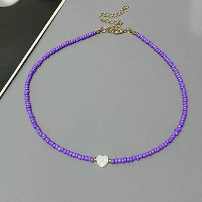 Colorful Seed Beads Choker Nekklace for Girl Spring Summer New Love Heart Design Collar Jewelry Wholesale Dropshipping