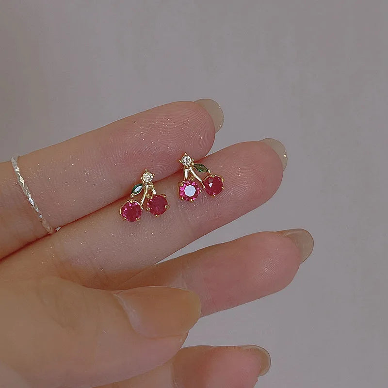 Sweet Lovely Orange Cherry Hypoallergenic Ear Piercing Stud Earrings for Women Fruit Small Earrings for Jewelry Unique Gifts