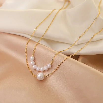 Elegant Irregular Pearl Multi-layer Necklace Heart Pendant Choker Necklace For Girls Jewelry Trend Vacation Wedding Gifts X0286