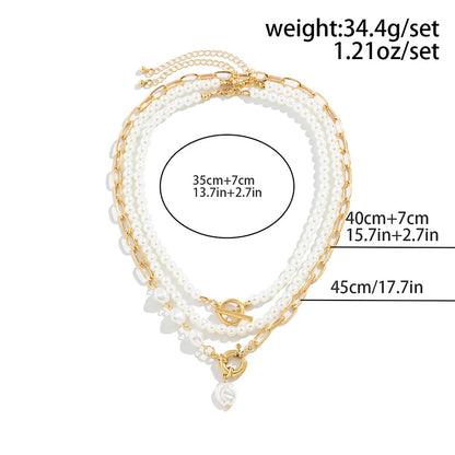 Elegant Pearl Multi-layer Necklace Minimalism Beads Gold Color Choker Necklace For Girls Jewelry Trend Vacation Wedding Gifts